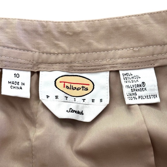 Talbots Petites Size 10 Tan Stretch Fully Lined Wool-Silk-Spandex Pants - Picture 3 of 4